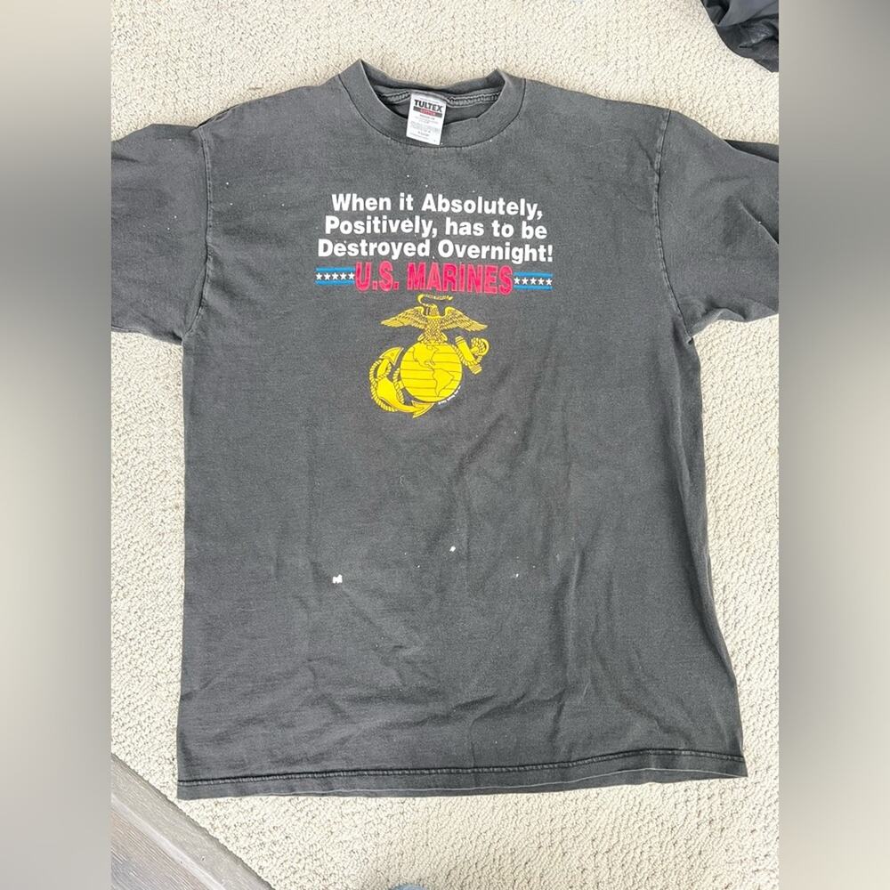 Vintage 90s marine corps “when it has to be destroyed overnight” men’s tshirt XL